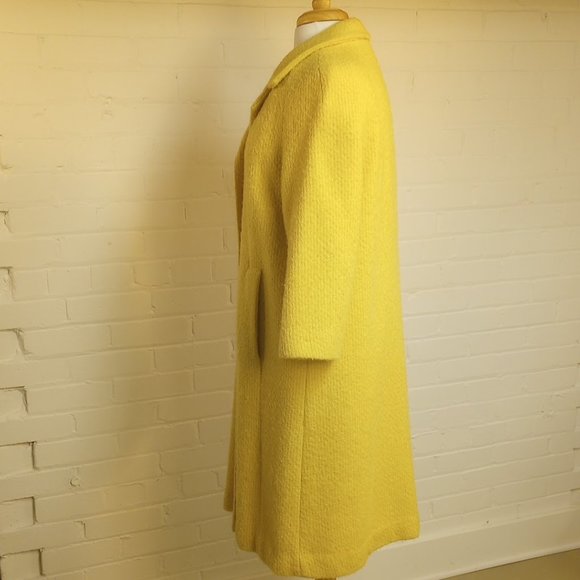 Vintage Yellow Wool Coat, Size 8-10 - Picture 3 of 9